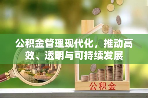 友好公积金管理现代化，推动高效、透明与可持续发展