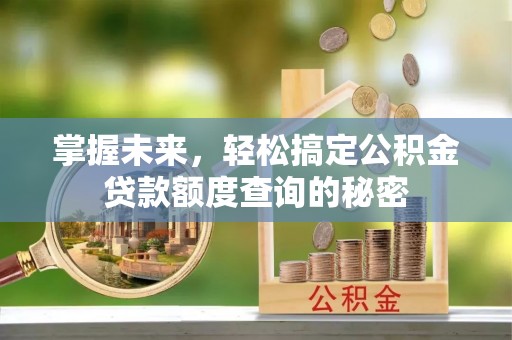 友好掌握未来，轻松搞定公积金贷款额度查询的秘密