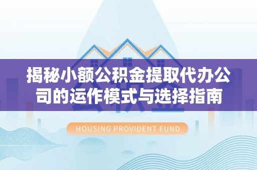 友好揭秘小额公积金提取代办公司的运作模式与选择指南