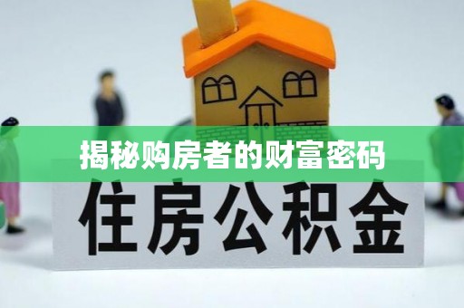 友好揭秘购房者的财富密码